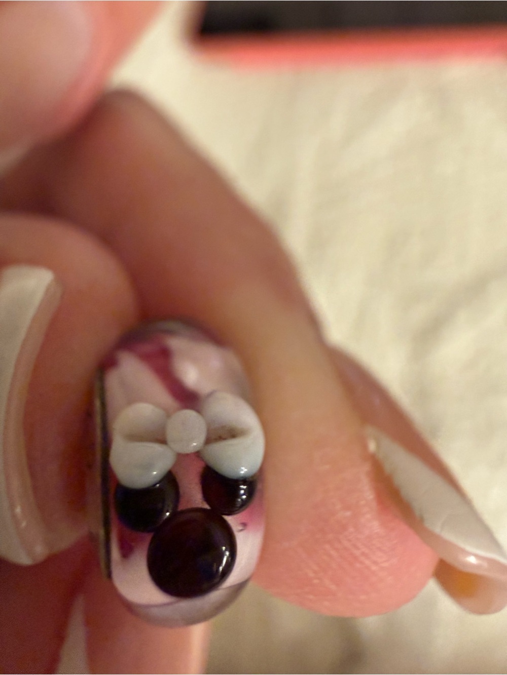 Disney Chamilia Pink and Black Floral Minnie Mouse glass bead